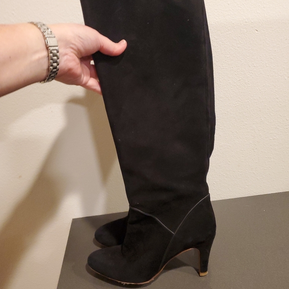 Sézane Les Souliers Black Suede Knee High Boots Portugal - Picture 2 of 11